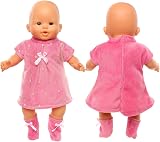 Miunana Sweet Doll Clothes 14-17 inch Pink Pluffy Coat Dress Socks view 2