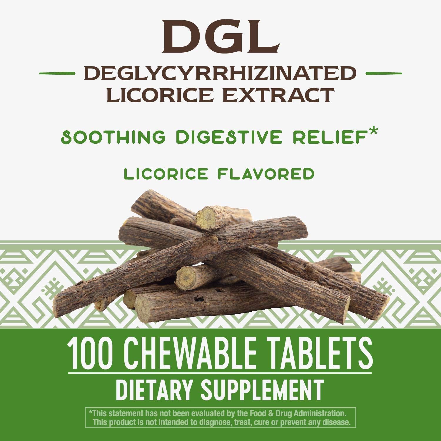 Nature's Way DGL 3:1 (Deglycyrrhizinated Licorice) Digestive Relief, Original, 100 Chewables: Health & Personal Care