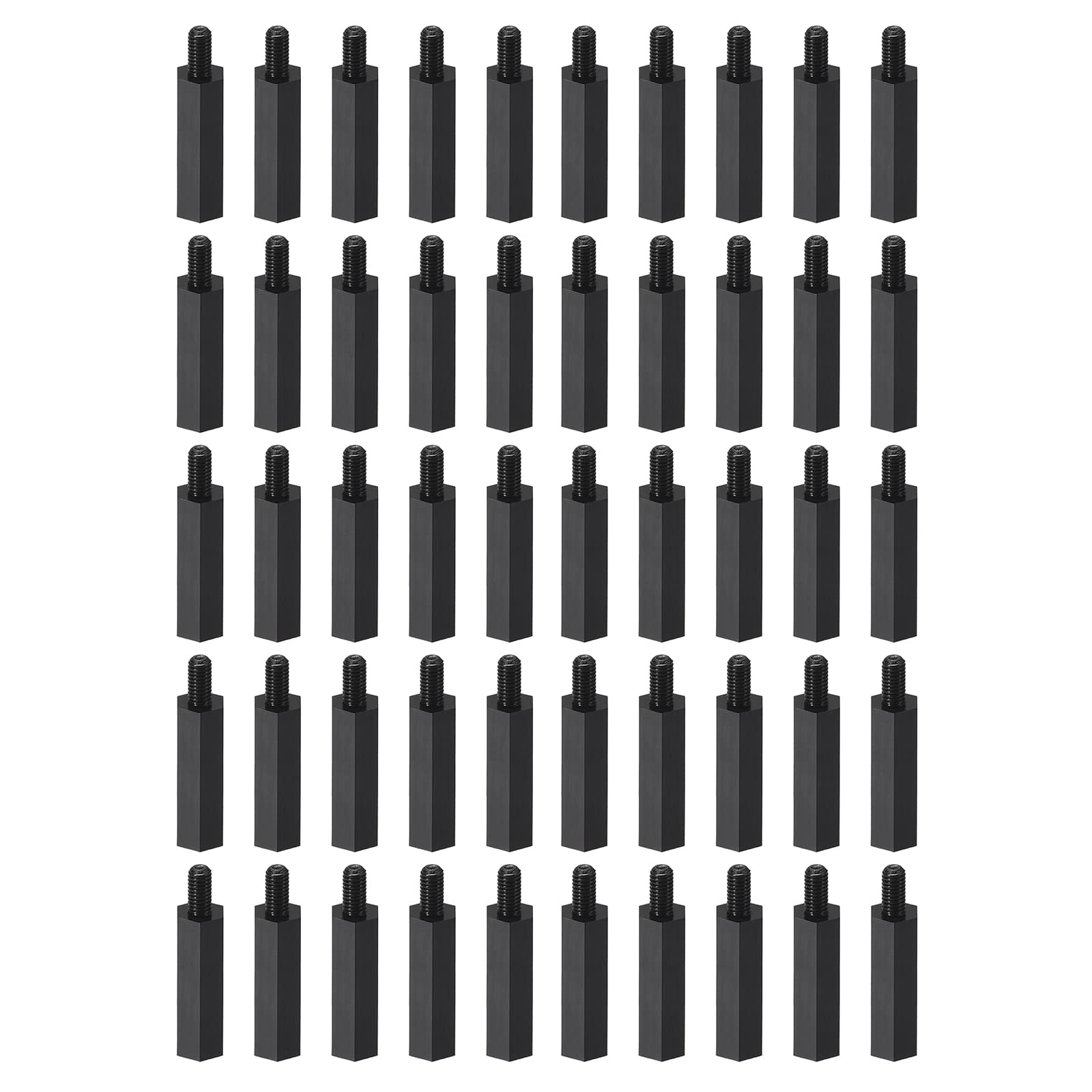 YOKIVE 100 Pcs M3 Standoff Screws, Nylon Hex PCB Standoffs with High Insulation Effect, Keep Height Consistent, Great for Motherboard (Black, 25mm+6mm)
