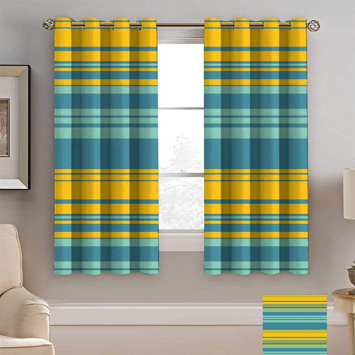 Amazon.com: Alexdemo Yellow and Blue Blackout Curtains, Horizontal