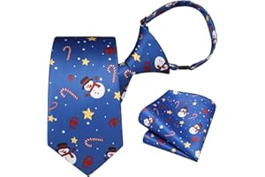 Enlision Boys Christmas Ties Holiday Xmas Kids Tie and Pocket Square Set Pre-tied Adjustable Neckties for Boys Festival Party