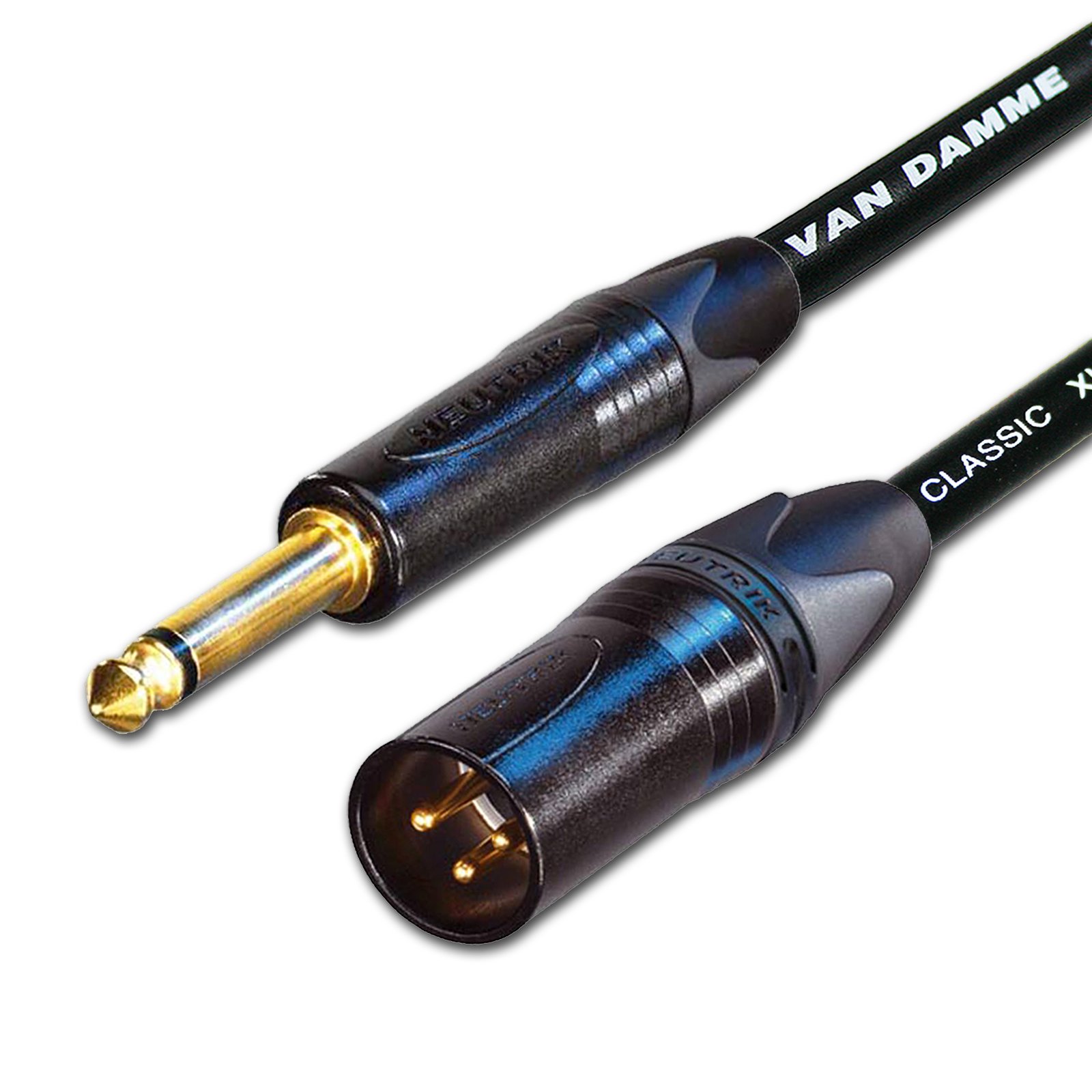 Van Damme & Neutrik 1/4-Inch Mono Jack To Male XLR Guitar To Balanced Input Cable, Black, 3 m