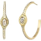 COACH Women's Signature Pave Hoop Earrings