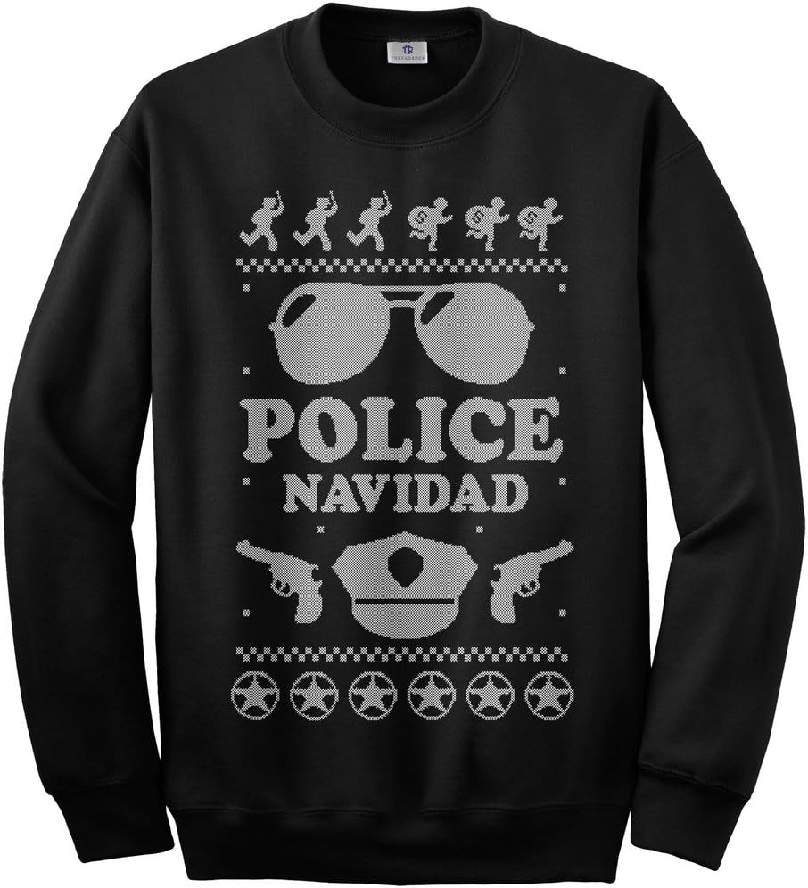 Threadrock Men's Police Navidad (Ugly Sweater) Sweatshirt