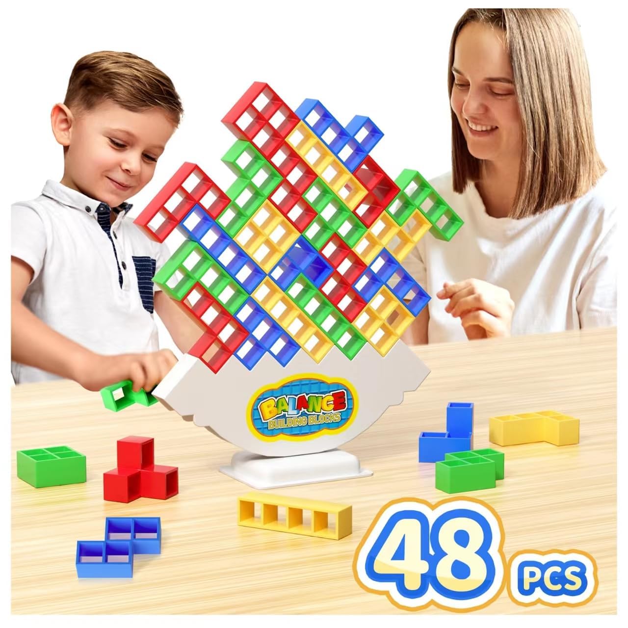 Photo 1 of Ziogogco 48 Pcs Game Gifts, Balance Stacking Blocks Game?Perfect for Family, Parties, Travel,Boys Girls Gifts?Novelty Toy Gift for Kids or Friends
