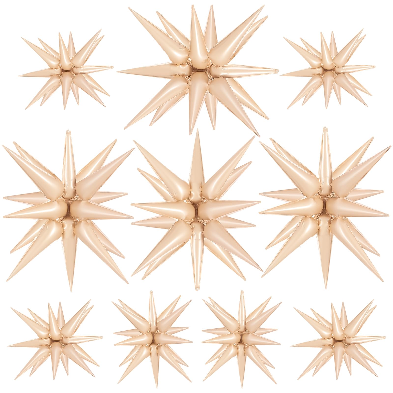 Photo 1 of 10 Pcs Star Balloons Explosion Starburst Balloon Foil Cone Balloons Magic for Birthday Wedding Anniversary Party Backdrops Decorations Supplies, 6 Pcs 22Inches and 4 Pcs 27Inches (Caramel)