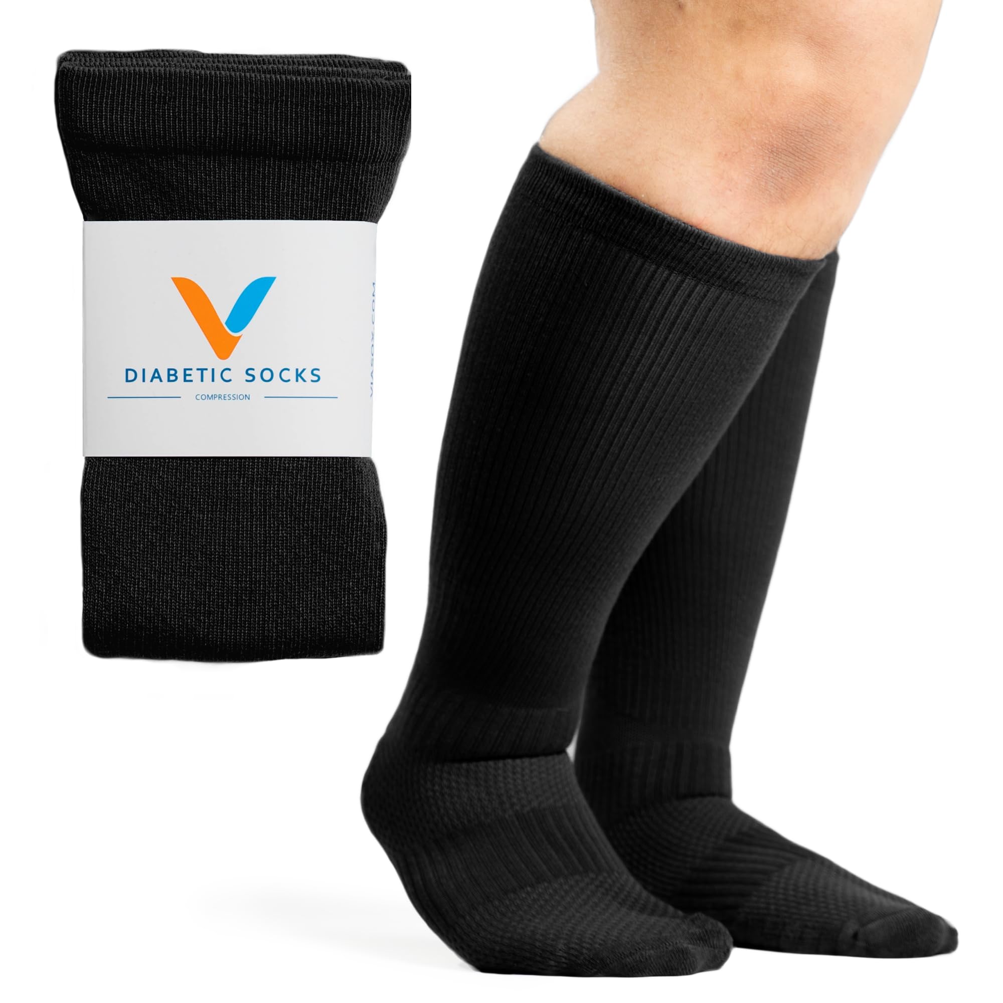 Photo 1 of Viasox Compression Socks for Women and Men, Knee High Socks 12-15 mmhg Circulation Support for Flight, Travel