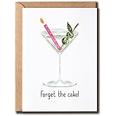 VKNDesigns Forget The Cake - Martini Wine - Naughty Cocktail - Simple Birthday - Card For Best Friend, White