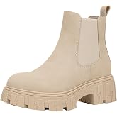 Jeossy Women's Chelsea Combat Boots, Chunky Platform Ankle Boots | Dressy casual lug sole combat short booties, memory foam cushioning, for work outfits, city nights and travel