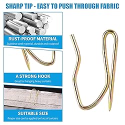 Metal Curtain Hooks, 58PCS Drapery Hook Pins 1.2