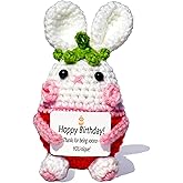 Birthday Gifts for Women Mom Friends Coworker, Positive Crochet Bunny, Handmade Emotional Support Plush Gift-Card Funny Idea for Bestie Girlfriend Boyfriend-Home Desk Christmas Fall Decor-Cute Stuff