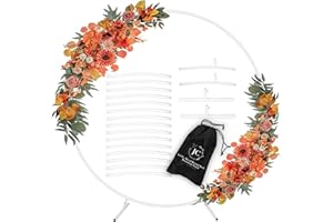 JC HUMMINGBIRD 6.5FT Round Arch Stand Circle Balloon Arch Stand Metal Backdrop Arch Frame Wedding Arches for Ceremony Birthday Party Baby Shower Decoration (White)