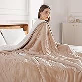Esobrio Electric Throw Blanket Heated Throw 50''x60'' - Washable Heated Blanket Throw for Office, Fast Heating & Overheat Protection Electric Heating Blanket, House Warming Gifts New Home (Beige)