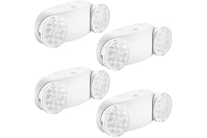 OSTEK 4 Pack LED Emergency Exit Lighting Fixtures with Two Heads, US Standard Adjustable Integrated LED Emergency Light with Battery Backup, UL 924 Qualified