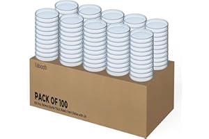 100 Packs Sterile Thick Plastic Petri Dishes with Lid, Vabiooth 100mm Dia x 15mm Deep Clear 3 Vents Petri Dish for Lab Science Experiment