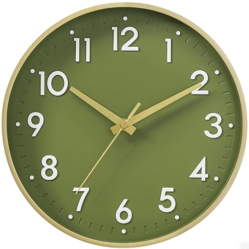 Mosewa Wall Clock 8 Inch, Battery Operated Silent Non-Ticking Modern Analog Clock Decorative for Kitchen, Bedroom, Office, Living Room(Gold)