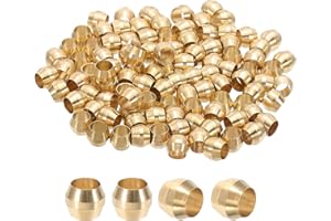 PATIKIL 100Pcs Brass Compression Sleeves Ferrules, Tube OD 5/32" Compression Fittings Assortment Kit for Connecting Air, Fuel