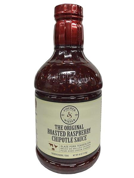 FISCHER AND WIESER RAZZPOTLE ROASTED RASPBERRY CHIPOTLE SAUCE, 40-OUNCE BOTTLE