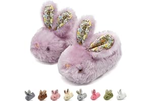 Duovodu Toddler Slippers Girls Boys Kids Bunny House Slipper Winter Cute Rabbit Slippers Warm Soft Plush Fuzzy Slippers Indoor Non-Slip Animal Cartoon Slippers
