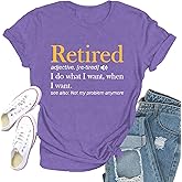 Qskall Retirement Shirts for Women Retired Teacher T-Shirt Grandma Retired Tee Tops