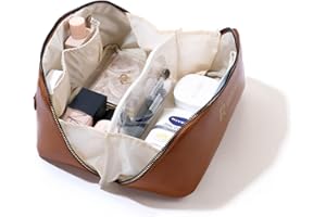 R RUCKERCO Makeup Bag Travel Makeup Bag For Women PU Leather Cosmetic Bag Large-Capacity Compartmentalized Cosmetic Bag With A Handle That Is The Best Choice For Portable Travel, Home Use, And Gifts.