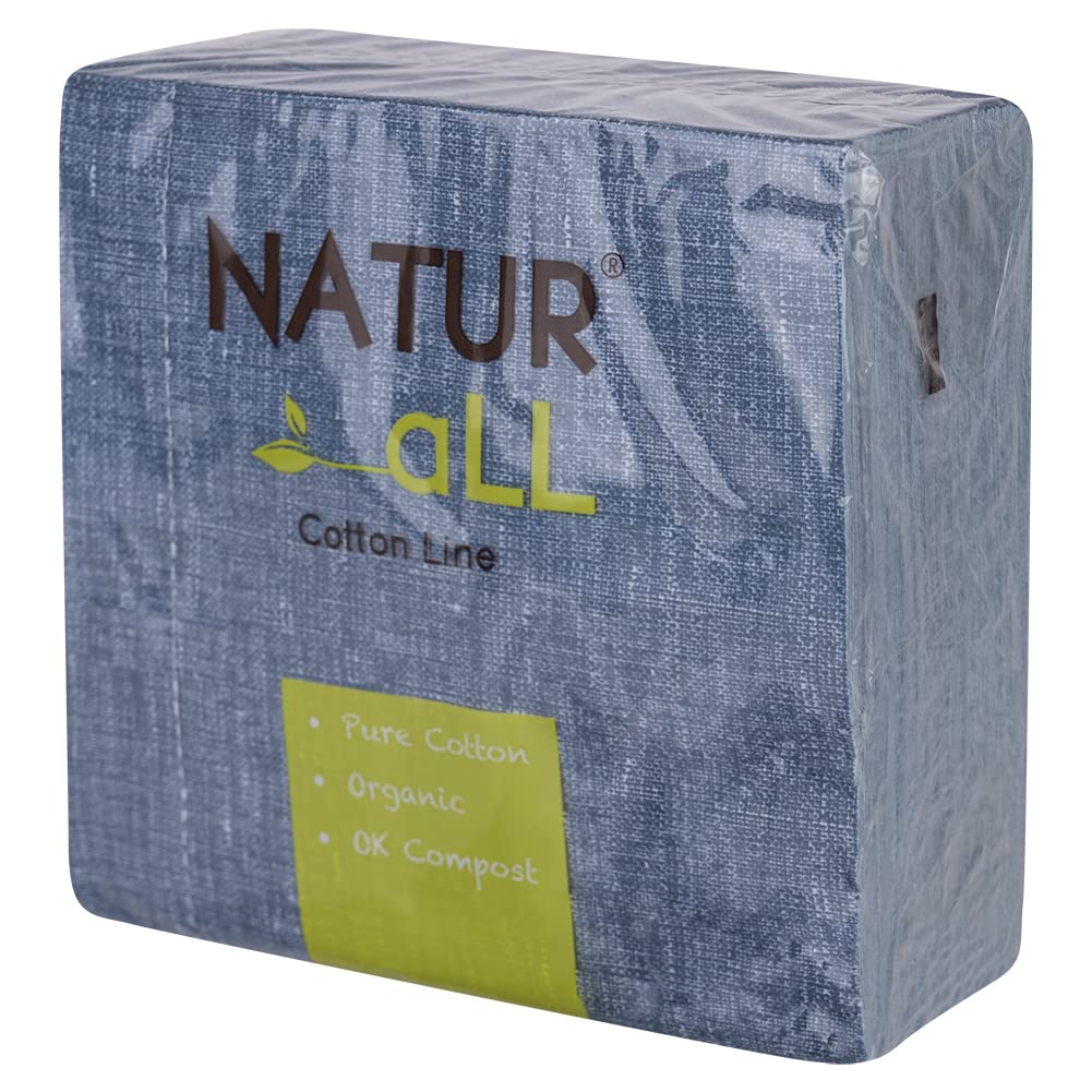 Iron Mountain NaturAll pack of 50 Biodegradable Compostable Sustainable Cotton Napkins, Blue, One Size