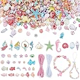 PH PandaHall 900pcs 25 Styles Ocean Jewelry Making Kit, Starfish Seashell Bead Turtle Fish Beads Mermaid Beads Charms Heart Round Flower Spacer Bead for DIY Jewelry Making Bracelet Earring Necklace