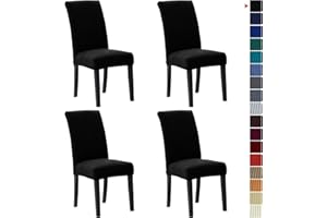 Howhic Stretch Chair Covers for Dining Room Set of 4, Removable Washable Dining Room Chair Covers, Dining Chair Slipcovers Seat Protector, Great for Home Upholstery and Banquet (Black, 4 Pack)