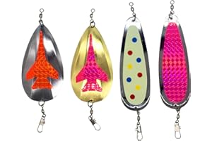 KOKOPROS Kokanee Salmon Dodger Blanks & Teardrop Fishing Lures - Multicolor, Gold, Silver, Hot Pink Variants - Durable Steel/Chrome Plated - Versatile Trolling Action for Salmon & Trout - 4 Pack