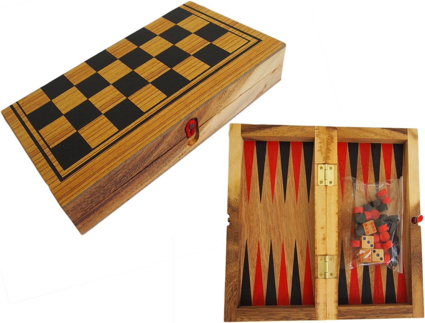 CMStar Portable Wooden Backgammon/Checker Game Set