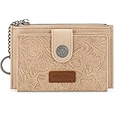 Montana West X Wrangler Small Ladies Wallet Rfid Blocking Credit Card Holder Simpl Womens Wallets Minimalist & Compact Keychain Card Organizers with Zipper Coin Pocket