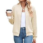 Hgyfcnb Womens Bomber Jacket Zip Up Textured Casual Lightweight Trendy Outerwear 2026 Spring Varsity Jackets