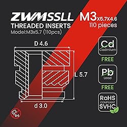 Zwmssll M3 Threaded Inserts Heat Set Insert,110