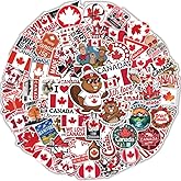 64pcs Canada Stickers - Canadian Travel Sticker Waterproof Decals for Water Bottles Laptop Luggage Computer Scrapbooking Teens Adults Girls Kids Funny Party Birthday Decorations