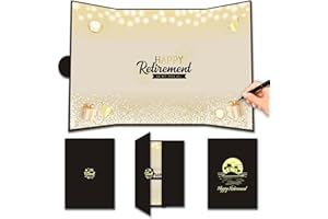 Shalve Black Gold Retirement Guest Book Party Decorations for Men Women Large Retirement Card for Signing Party Supplies