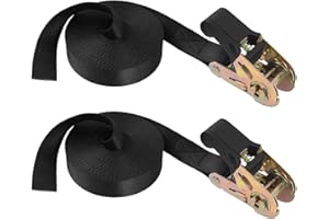 Endless Ratchet Tie Down Straps Heavy Duty Cargo Tie Downs Sturdy Nylon Black Strap Down Ratcheting Securing Straps for Motor
