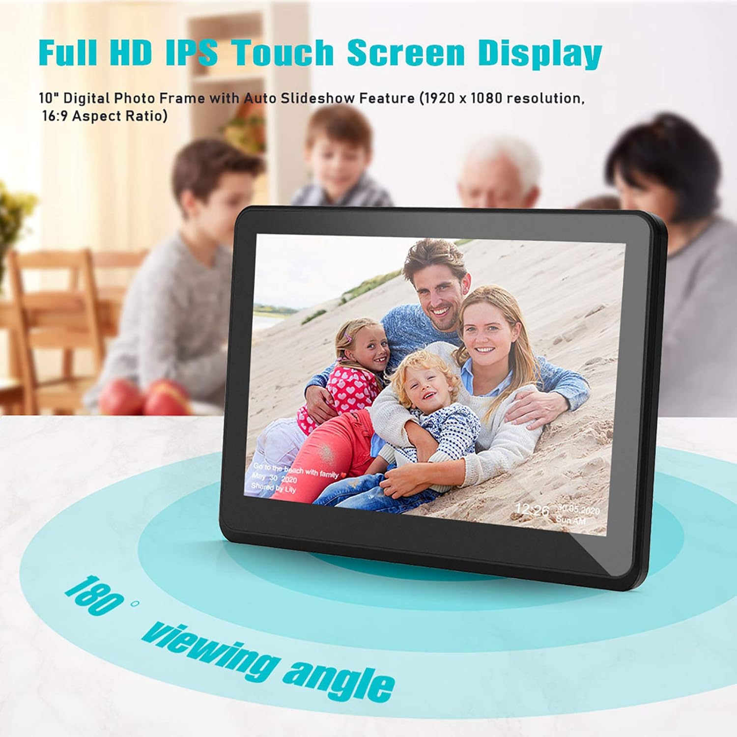CAMKORY 10 Inch WiFi Digital Picture Frame with HD IPS 1920x1080 Widescreen LED Photo Frame with 1080P Video, Auto Rotate 8GB Internal Memory, Wall Mountable, Support SD Card and USB : Camera & Photo