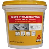 SIKA Sikacryl Ready-Mix Stucco Repair Patch for Large Cracks, White, 1 qt | Acrylic-based formula, Fills spalls, Textured finish, Moisture-resistant, For interior and exterior repairs, Easy application