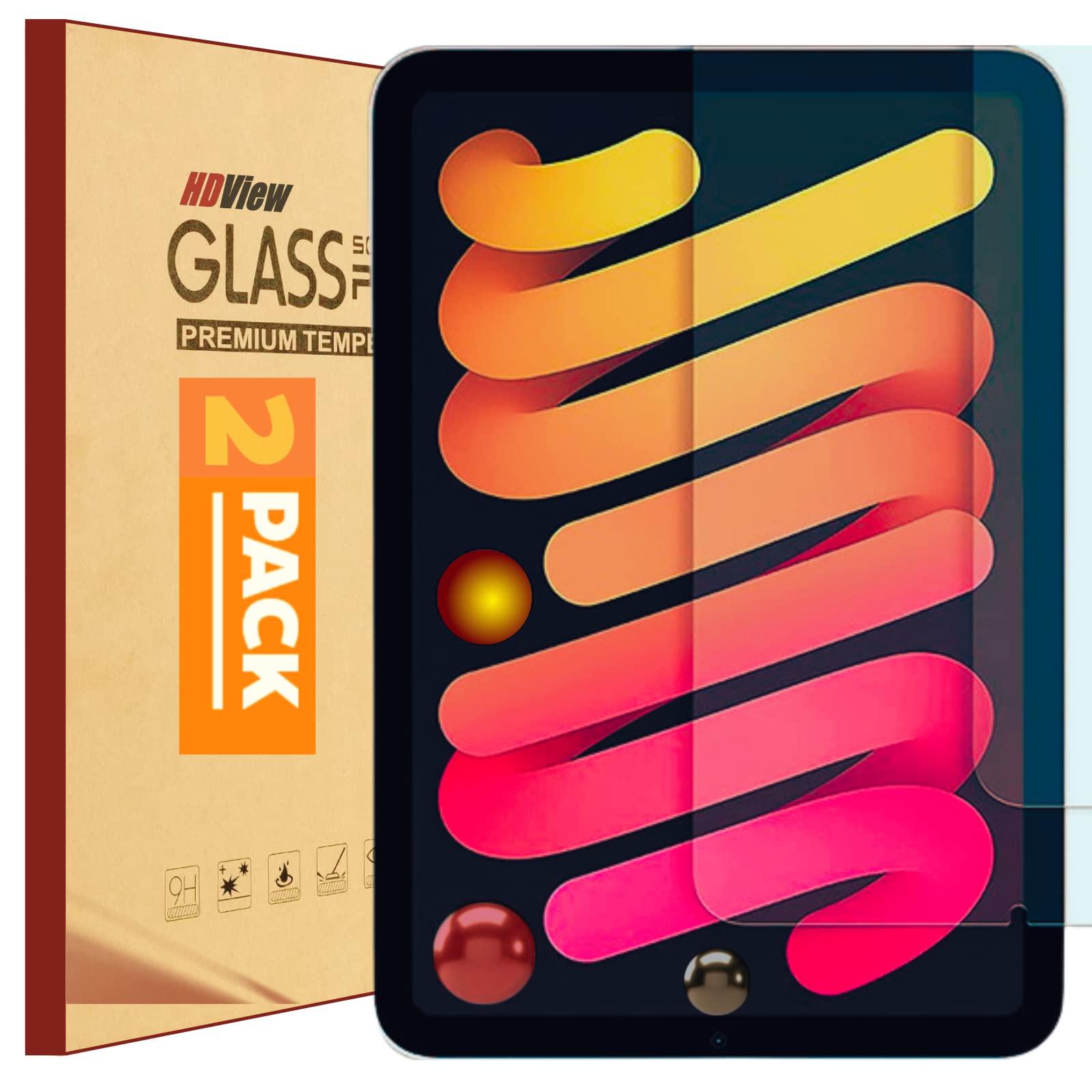 Screen Protector [2-Pack] For iPad 9.7-Inch (5th/6TH Generation, 2017/2018), iPad Air 1/ Air 2, iPad Pro 9.7-Inch, HD View Tempered Glass Strong Resistant, Only for iPad 5/6, Air 1/2, Pro 9.7"