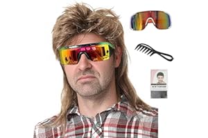Auguyist Mullet Wig for Men, Joe Dirt, Emo, 80s 90s Costume, Halloween Accessory (Light Brown)
