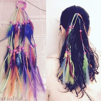 Amazon Com Barogirl Feather Hair Ties Ponytail Holders Headband