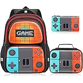 TFAUR School Backpack For Boys,Gamer Kids Backpack Set with Lunch Box and Pencil Case For Elementary Middle School Student Age 6-14,17″ Video Game Bookbag For Laptop