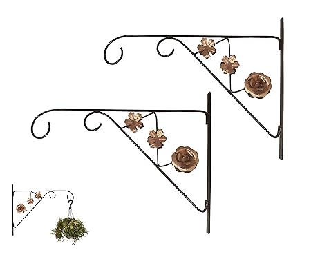Wall Mount Iron Wall Brackets Plant Hangers Pack of 2, Planter Hook, Bird Feeders, Lanterns, Macrame, Wind Chimes Holder for Indoor Outdoor Hanging with Screws Set