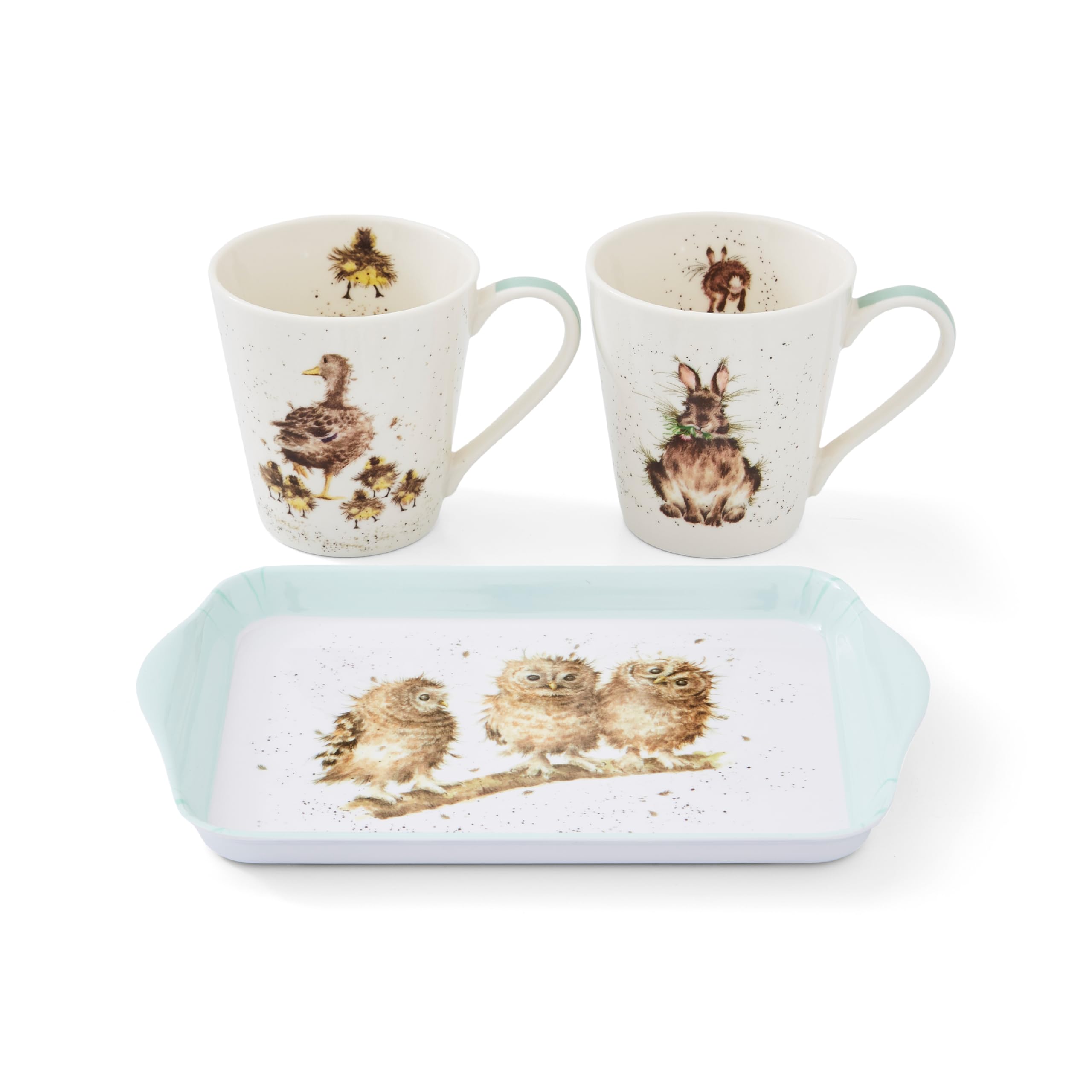 Portmeirion Home & Gifts X0011658739 Wrendale by Royal Worcester s/2 Mugs & Tray Wrendale Designs,Transparent