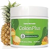 Santo Remedio Colon Plus, Colon Cleanser, Dietary Psyllium Husk Fiber and Probiotics Supplement, 30 Servings, Pineapple Flavor