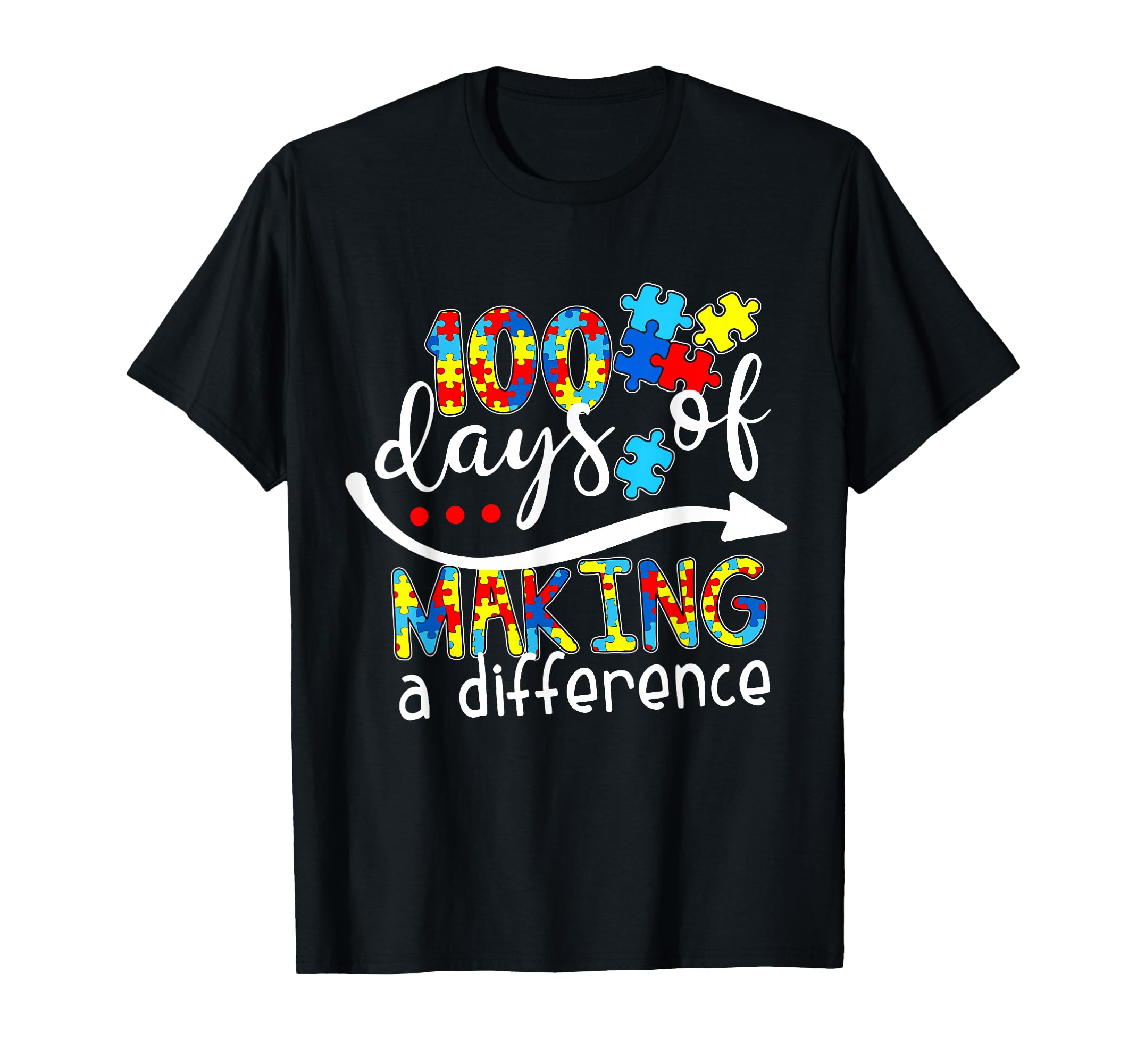 Photo 1 of Autism 100 Days 100th Day of School Teacher Autism Awareness T-Shirt M 
