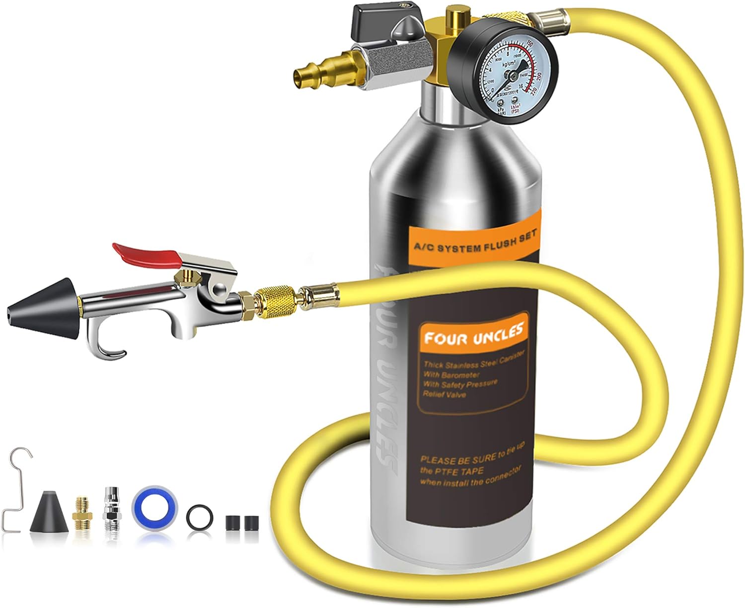 IRONCUBE AC Flush Kit, A/C Air Conditioner System Flush Canister Gun