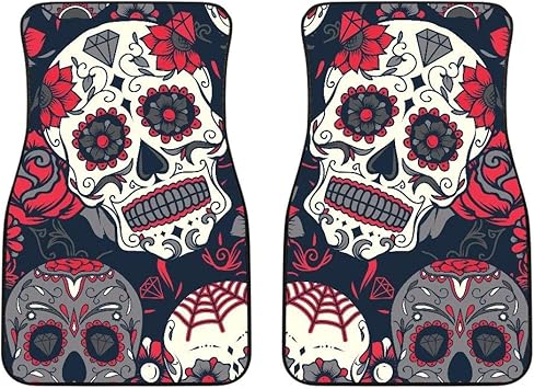Amazon Com Doginthehole Floral Sugar Skull Pattern Car Floor Mats