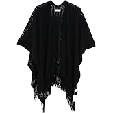 sy soul young Knit Shawl Wrap for Women Ladies Fringe Poncho Cardigan Cape | Soft Draped Cover or Cardigan in Fall, Versatile style