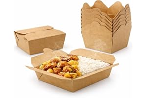 50oz 200Pack Kraft Paper To Go Boxes, Take Out Food Containers, Leak Resistant Stackable Meal Prep Takeaway Containers for Re